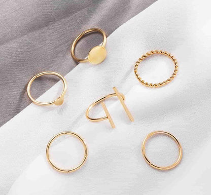 Modern Gold Plated Simple Design Rings Set