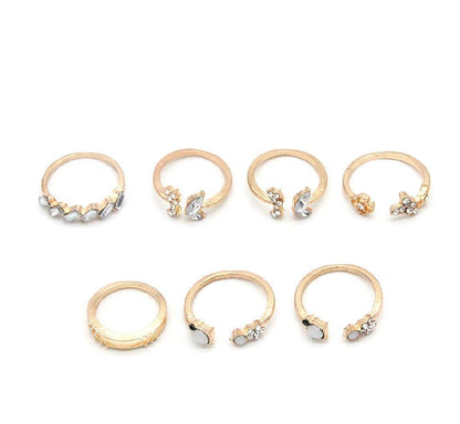 Vintage Crystal Gold Plated Rings Set