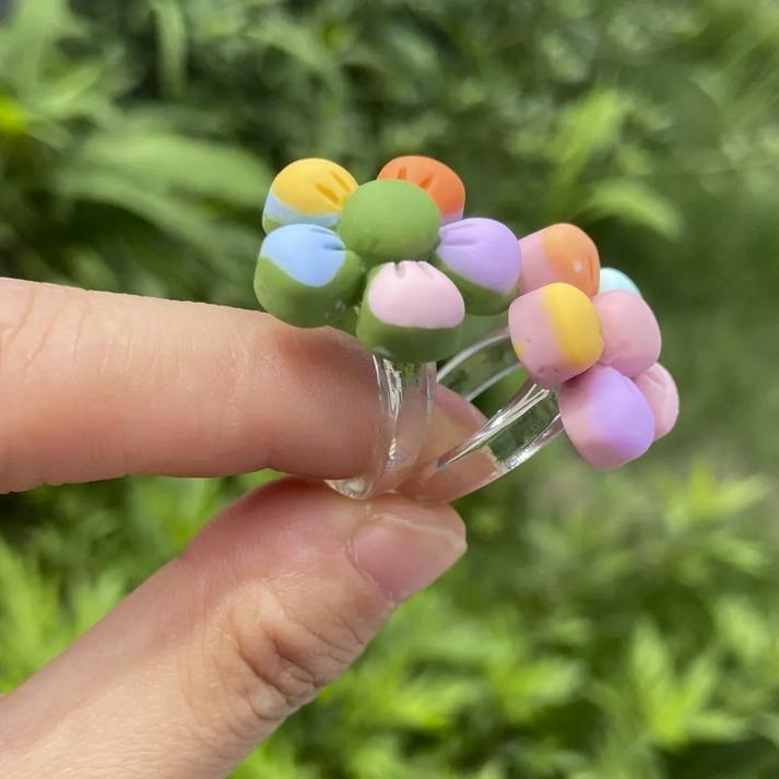 Transparent Resin Flower Ring