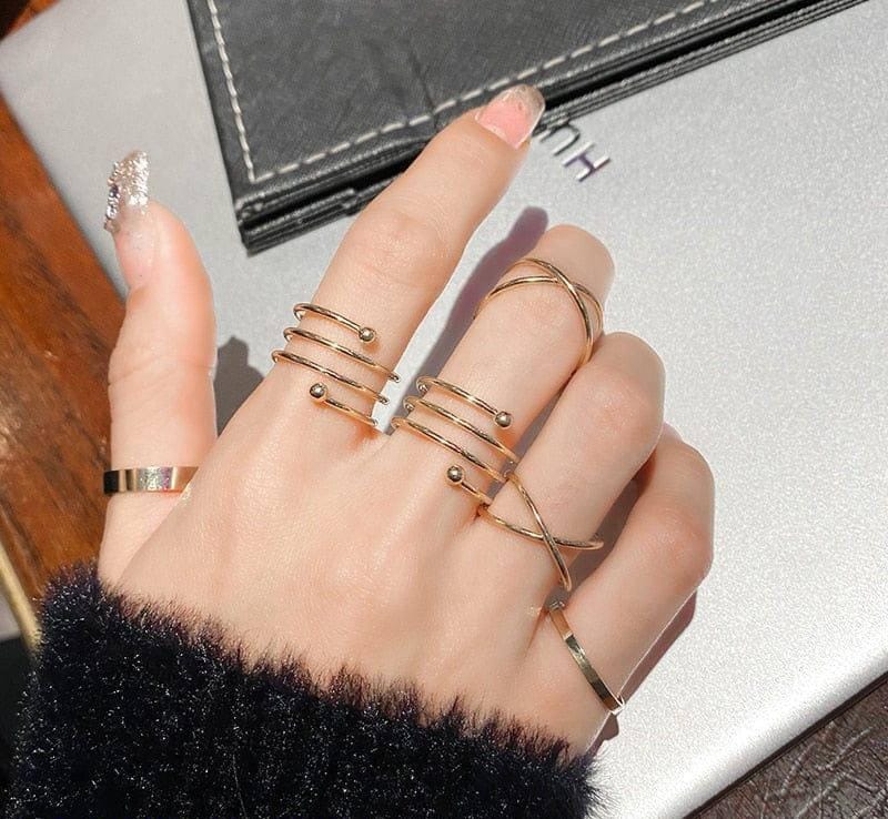 6 Pcs Golden Rings Set