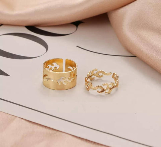 2 Pcs Trendy Couple Flame Rings